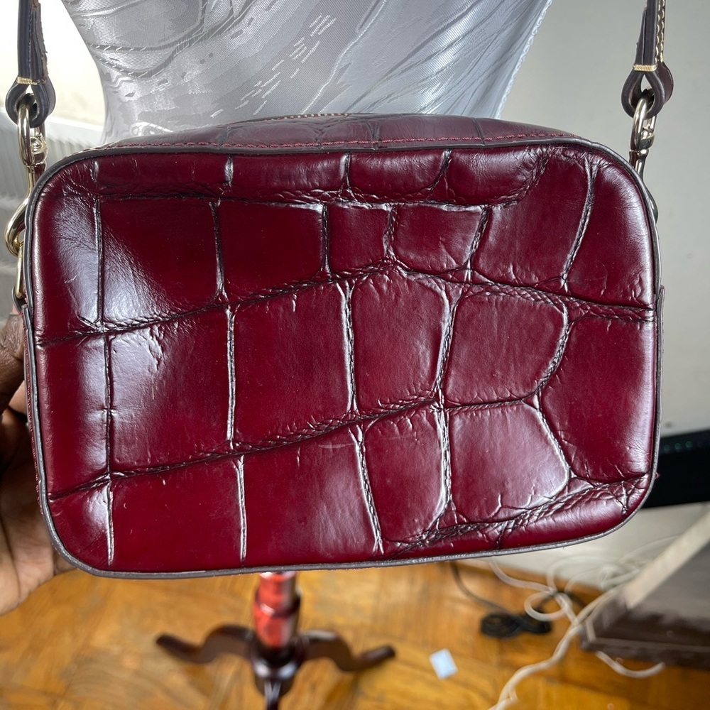 Dooney $ bourke croc Burgundy Leather  Denison  Crossbody Bag - Picture 8 of 9